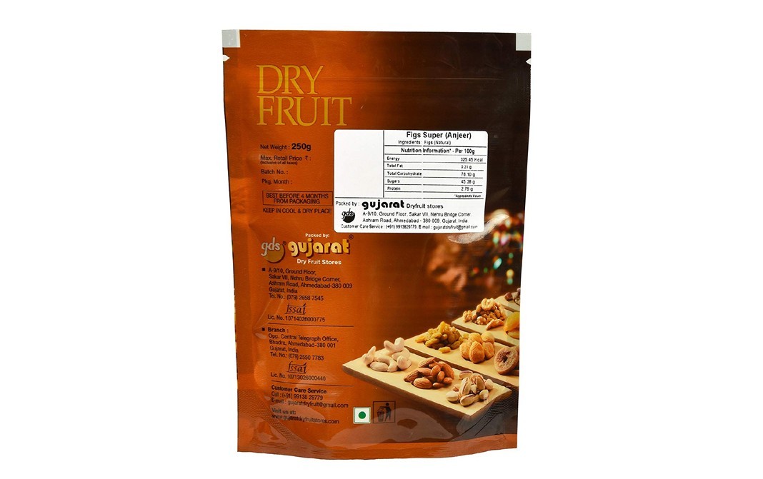 Gujarat Dry Fruit Stores Figs (Anjeer)    Pack  250 grams